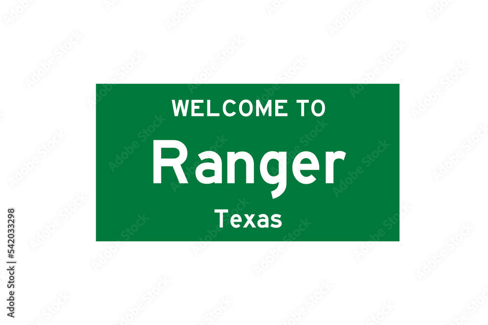 Ranger, Texas, USA. City limit sign on transparent background. Ranger, Texas, USA. City limit sign on transparent background.
