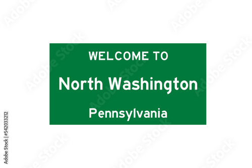 North Washington, Pennsylvania, USA. City limit sign on transparent background.  photo