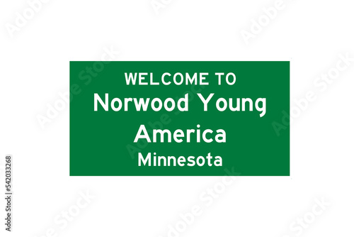 Norwood Young America, Minnesota, USA. City limit sign on transparent background.  photo