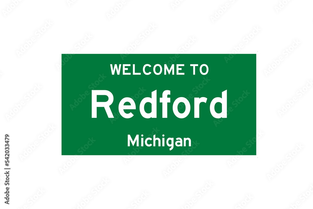 Redford, Michigan, USA. City limit sign on transparent background. Redford, Michigan, USA. City limit sign on transparent background.
