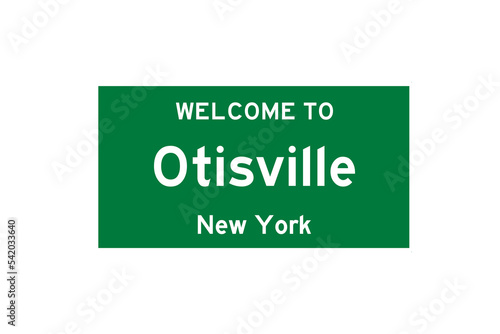 Otisville, New York, USA. City limit sign on transparent background.  photo