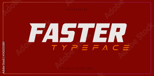 Faster text typeface abstract modern urban alphabet font template. Typography sport, game, technology, fashion, digital, future creative logo font. vector illustration