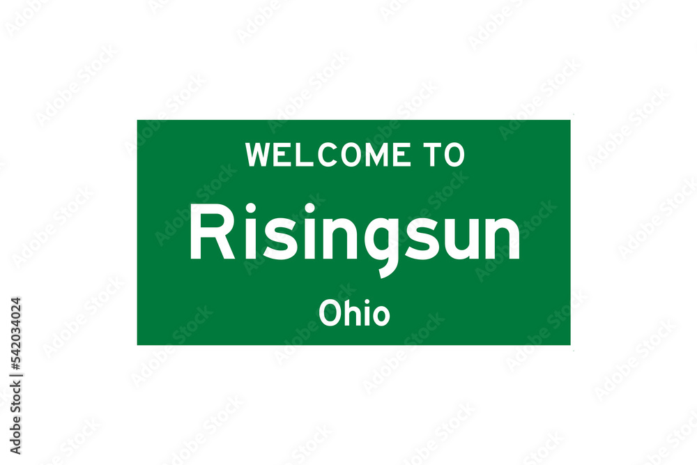 Risingsun, Ohio, USA. City limit sign on transparent background. 