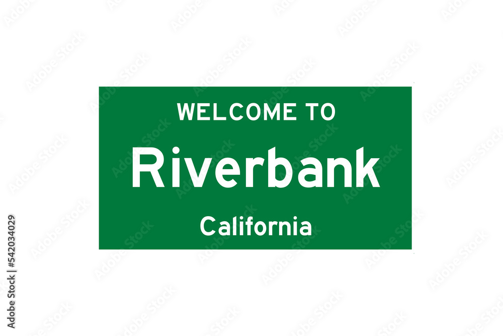 Riverbank, California, USA. City limit sign on transparent background. Riverbank, California, USA. City limit sign on transparent background.