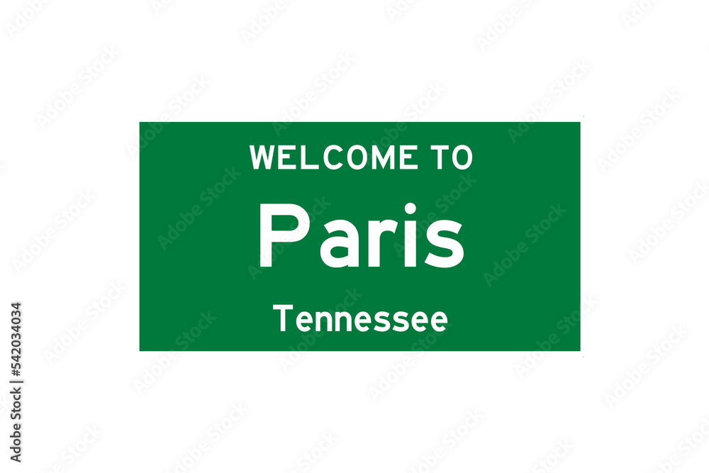 Paris, Tennessee, USA. City limit sign on transparent background. Paris, Tennessee, USA. City limit sign on transparent background.