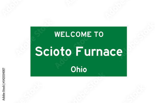 Scioto Furnace, Ohio, USA. City limit sign on transparent background.  photo