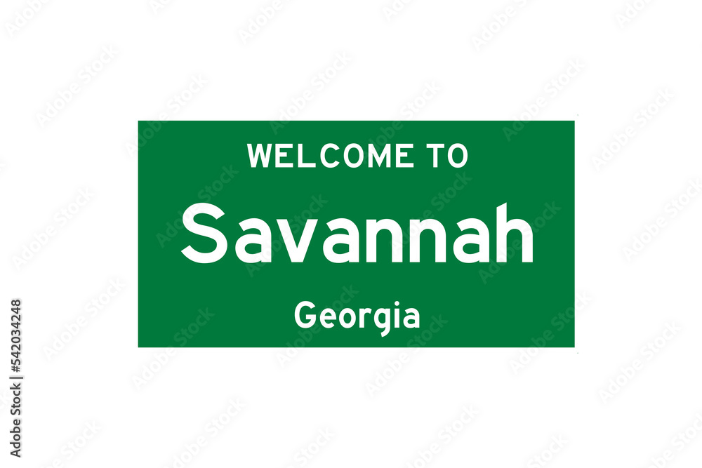 Savannah, Georgia, USA. City limit sign on transparent background. Savannah, Georgia, USA. City limit sign on transparent background.