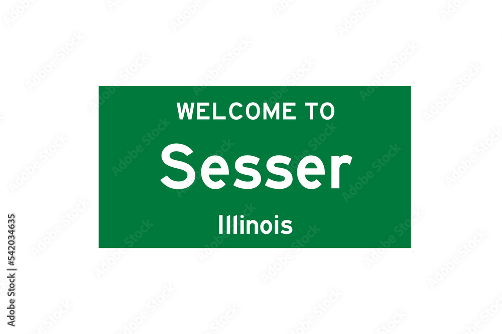 Sesser, Illinois, USA. City limit sign on transparent background. Sesser, Illinois, USA. City limit sign on transparent background.