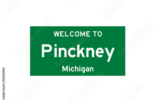 Pinckney, Michigan, USA. City limit sign on transparent background.  photo