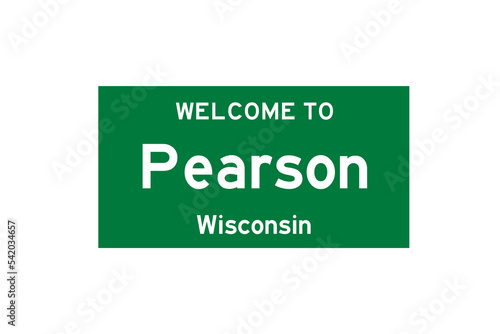 Pearson, Wisconsin, USA. City limit sign on transparent background.  photo
