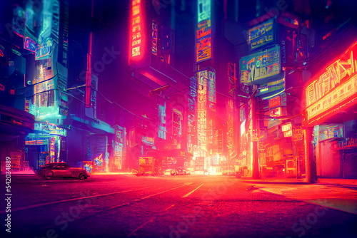 Cyberpunk futuristic city illustration