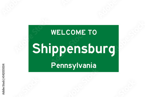 Shippensburg, Pennsylvania, USA. City limit sign on transparent background.  photo