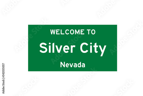 Silver City, Nevada, USA. City limit sign on transparent background.  photo