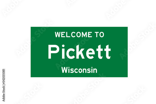 Pickett, Wisconsin, USA. City limit sign on transparent background.  photo
