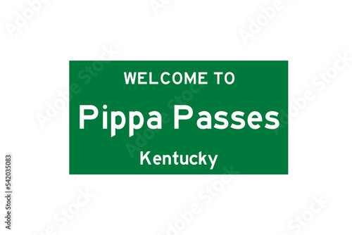 Pippa Passes, Kentucky, USA. City limit sign on transparent background.  photo