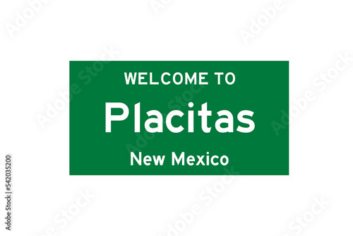 Placitas, New Mexico, USA. City limit sign on transparent background.  photo