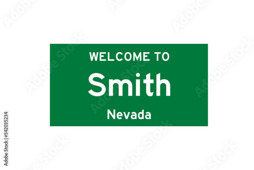 Smith, Nevada, USA. City limit sign on transparent background. 