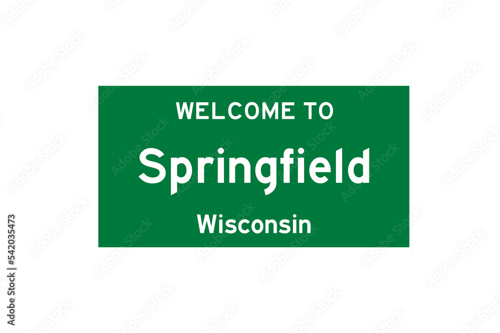 Springfield, Wisconsin, USA. City limit sign on transparent background. Springfield, Wisconsin, USA. City limit sign on transparent background.