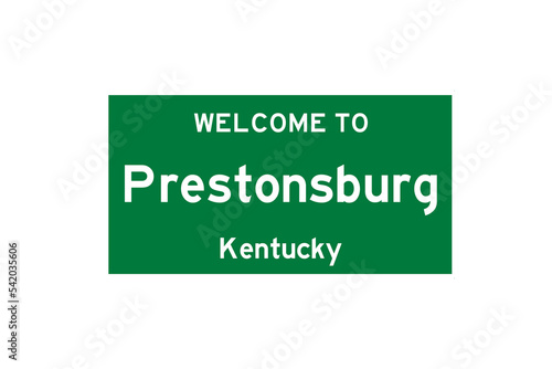 Prestonsburg, Kentucky, USA. City limit sign on transparent background.  photo