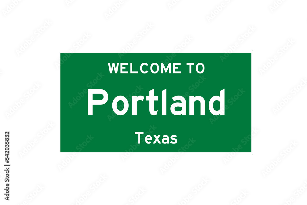 Portland, Texas, USA. City limit sign on transparent background. Portland, Texas, USA. City limit sign on transparent background.