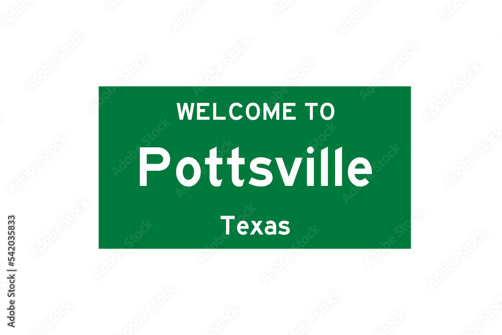 Pottsville, Texas, USA. City limit sign on transparent background. Pottsville, Texas, USA. City limit sign on transparent background.
