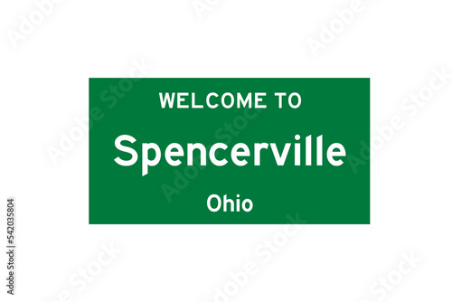 Spencerville, Ohio, USA. City limit sign on transparent background.  photo