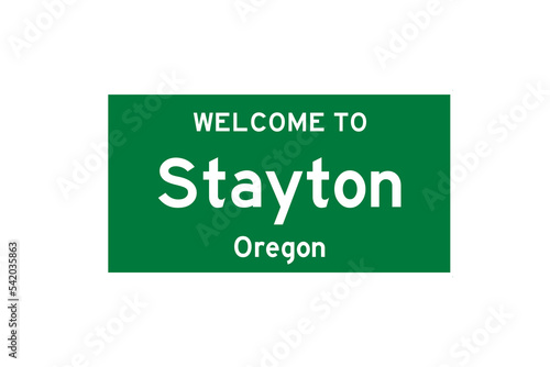 Stayton, Oregon, USA. City limit sign on transparent background.  photo