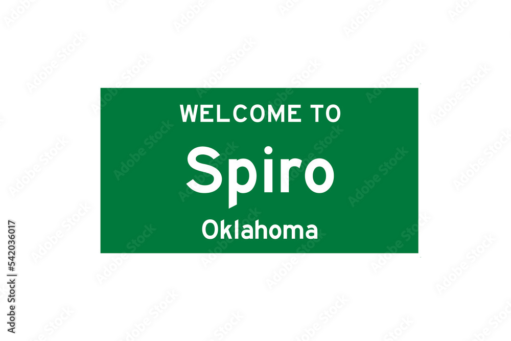 Spiro, Oklahoma, USA. City limit sign on transparent background. Spiro, Oklahoma, USA. City limit sign on transparent background.