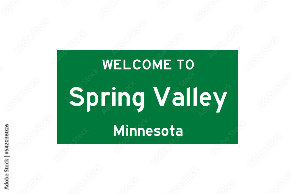 Spring Valley, Minnesota, USA. City limit sign on transparent background. Spring Valley, Minnesota, USA. City limit sign on transparent background.