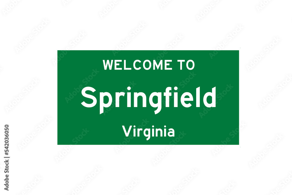 Springfield, Virginia, USA. City limit sign on transparent background. Springfield, Virginia, USA. City limit sign on transparent background.
