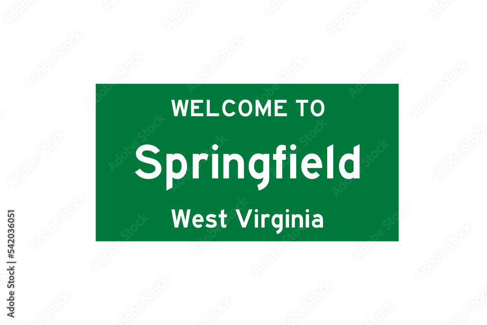 Springfield, West Virginia, USA. City limit sign on transparent background. Springfield, West Virginia, USA. City limit sign on transparent background.