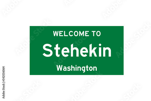 Stehekin, Washington, USA. City limit sign on transparent background.  photo