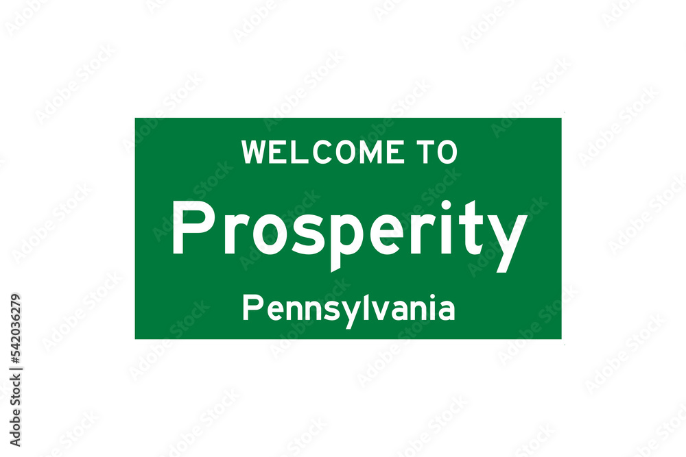 Prosperity, Pennsylvania, USA. City limit sign on transparent background. Prosperity, Pennsylvania, USA. City limit sign on transparent background.