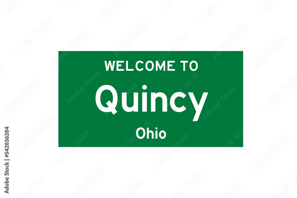 Quincy, Ohio, USA. City limit sign on transparent background. Quincy, Ohio, USA. City limit sign on transparent background.