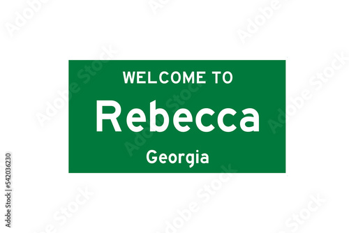 Rebecca, Georgia, USA. City limit sign on transparent background.  photo