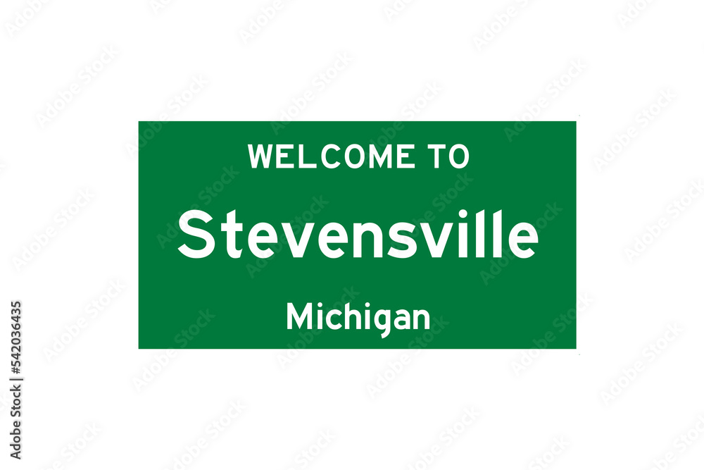 Stevensville, Michigan, USA. City limit sign on transparent background. Stevensville, Michigan, USA. City limit sign on transparent background.
