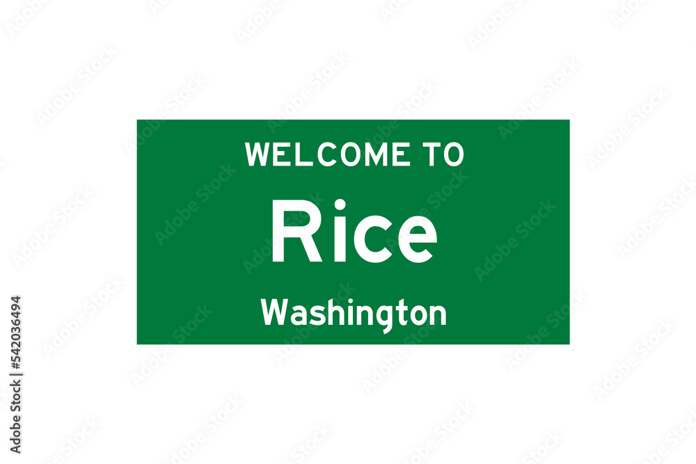 Rice, Washington, USA. City limit sign on transparent background. Rice, Washington, USA. City limit sign on transparent background.