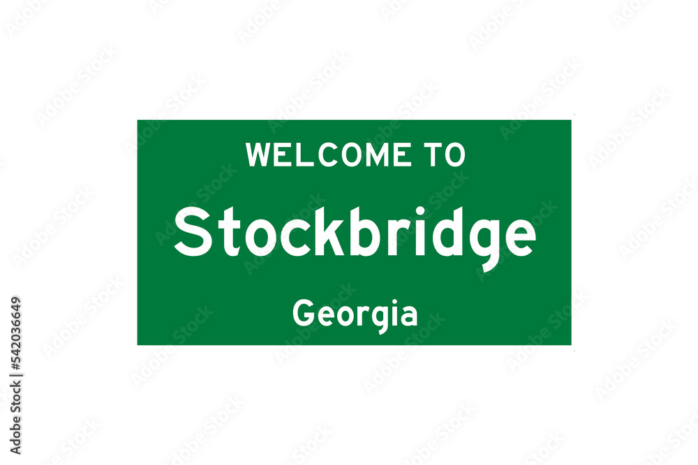 Stockbridge, Georgia, USA. City limit sign on transparent background.  - obrazy, fototapety, plakaty 