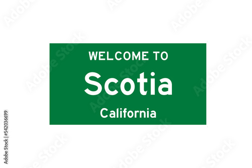 Scotia, California, USA. City limit sign on transparent background.  photo