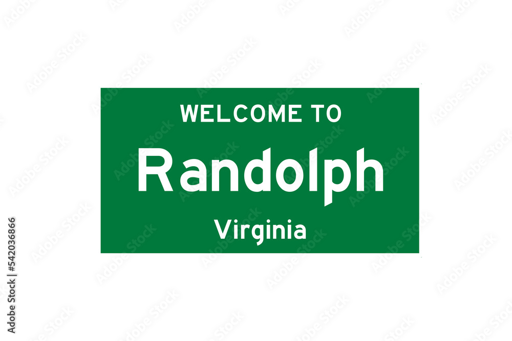Randolph, Virginia, USA. City limit sign on transparent background. Randolph, Virginia, USA. City limit sign on transparent background.