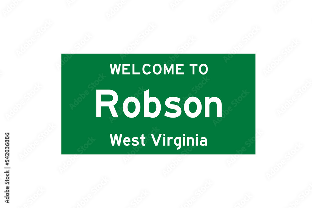 Robson, West Virginia, USA. City limit sign on transparent background. Robson, West Virginia, USA. City limit sign on transparent background.