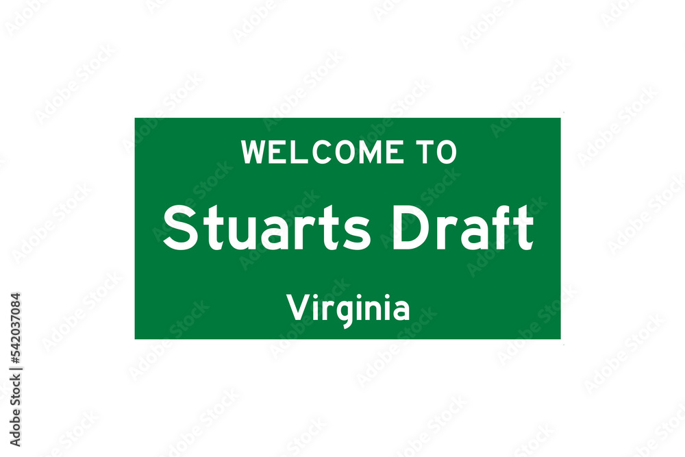 Stuarts Draft, Virginia, USA. City limit sign on transparent background. Stuarts Draft, Virginia, USA. City limit sign on transparent background.