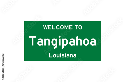 Tangipahoa, Louisiana, USA. City limit sign on transparent background.  photo