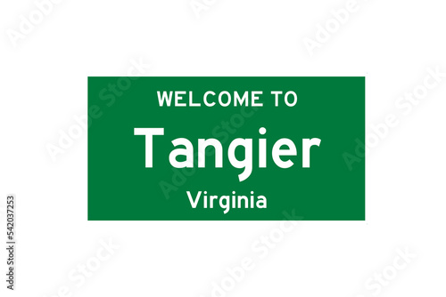 Tangier, Virginia, USA. City limit sign on transparent background. 