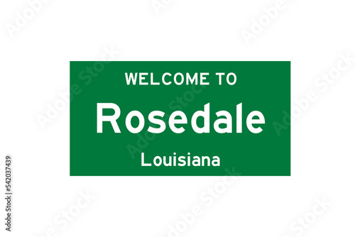 Rosedale, Louisiana, USA. City limit sign on transparent background.  photo
