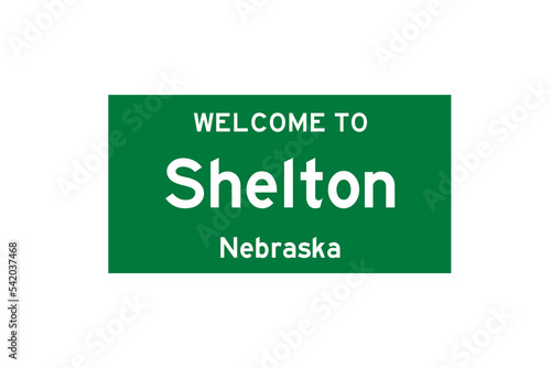 Shelton, Nebraska, USA. City limit sign on transparent background.  photo