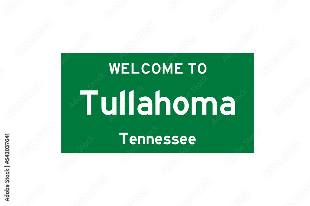 Tullahoma, Tennessee, USA. City limit sign on transparent background. Tullahoma, Tennessee, USA. City limit sign on transparent background.