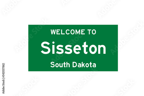 Sisseton, South Dakota, USA. City limit sign on transparent background.  photo