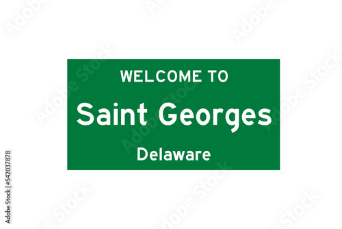 Saint Georges, Delaware, USA. City limit sign on transparent background.  photo