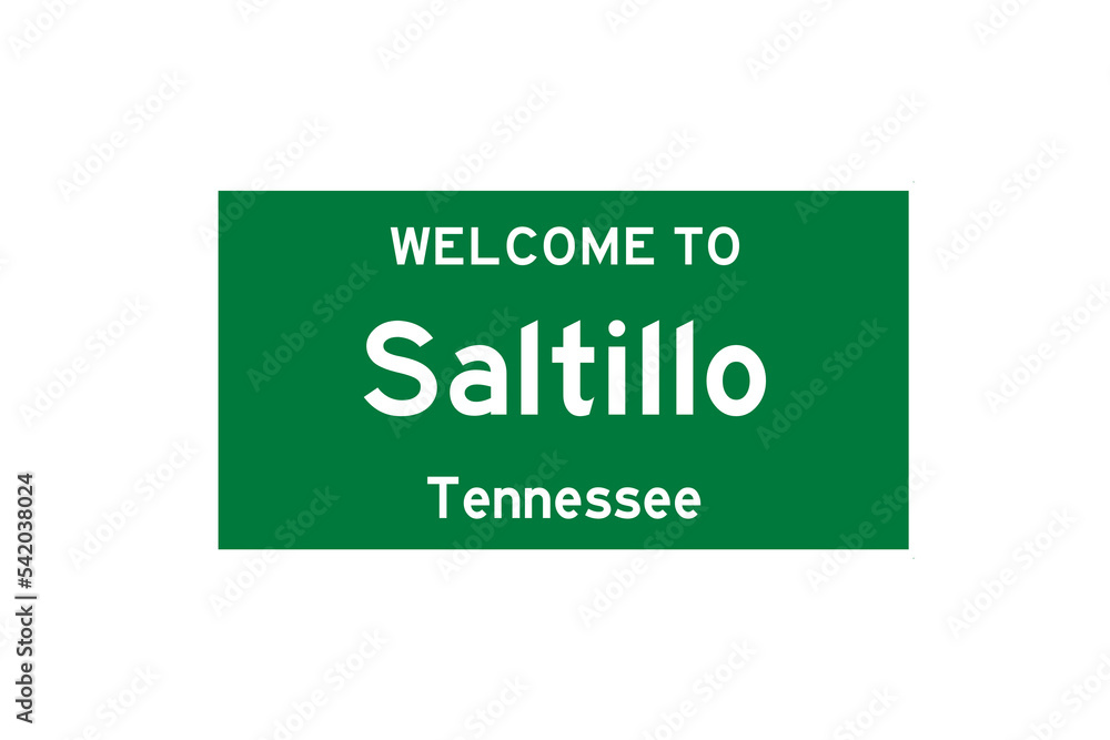 Saltillo, Tennessee, USA. City limit sign on transparent background